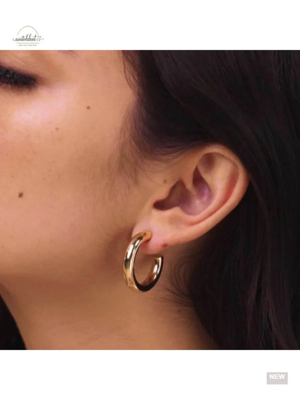 14K Gold Plated Chunky Open Hoop Earrings for Women Trendy Lightweight 30mm